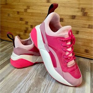 Stella McCartney Pink/White Nylon and Faux Suede Chunky Sneakers